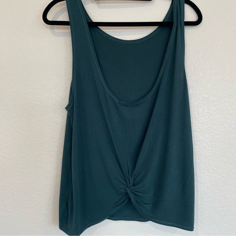 ZYIA Active Women's Dark Teal Stretch Sleeveless Twist Back Tank Top Size Large